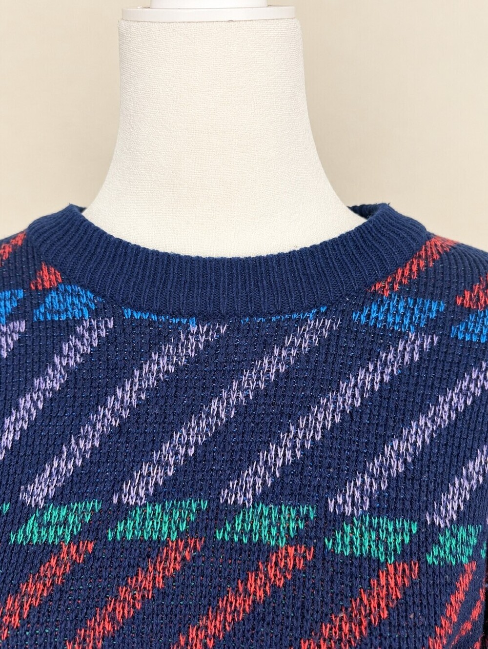 Vintage Graphic Multicolor Striped Geometric Knit Sweater